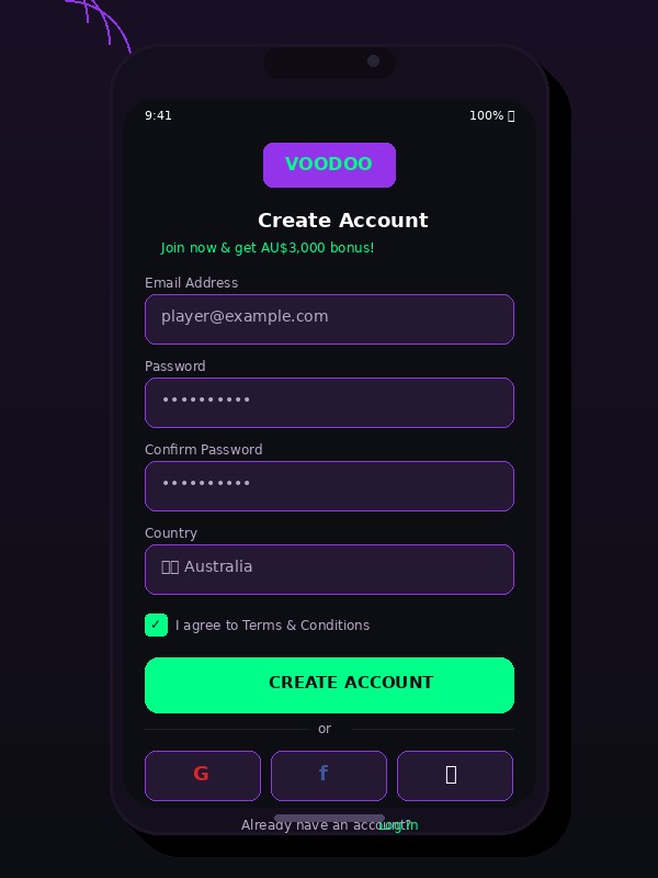 Voodoo Casino Registration on Mobile Device